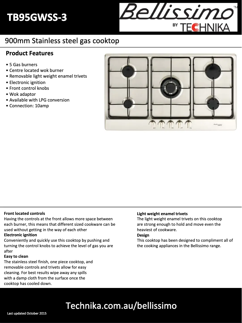 Imagen de la primera página del manual del dispositivo Bellissimo TB95GWSS-3