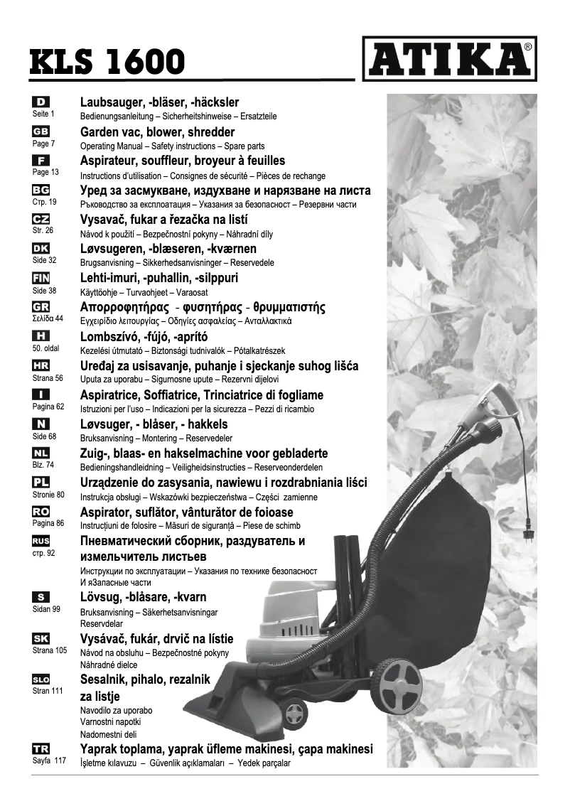 Imagen de la primera página del manual del dispositivo KLS 1600