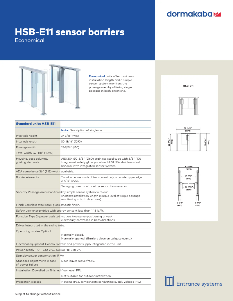 Imagen de la primera página del manual del dispositivo HSB-E11