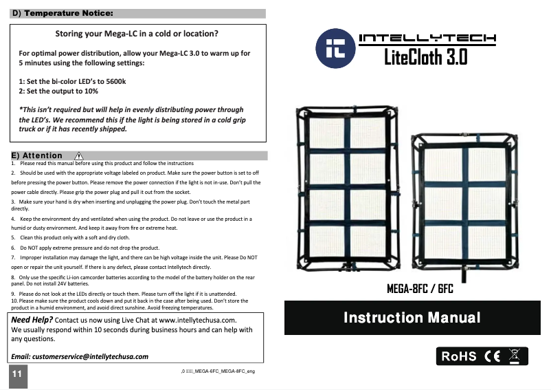 Página nº 1 - Manual de usuario Intellytech LiteCloth Mega-8FC