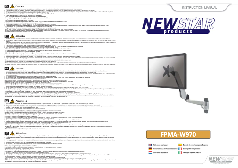 Página 1 del manual Manual de usuario Newstar FPMA-W970