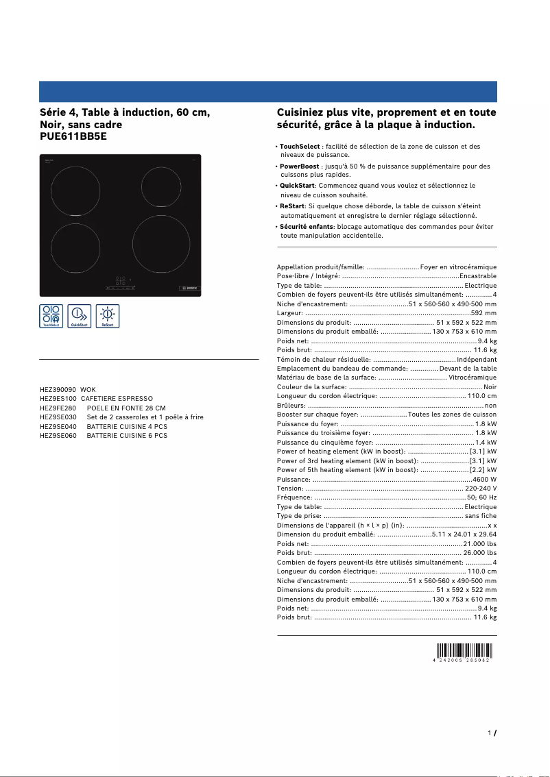 Imagen de la primera página del manual del dispositivo PUE611BB5E