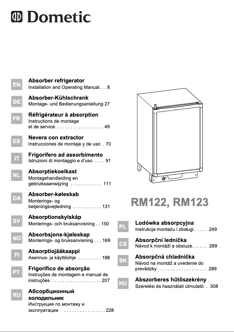 Página nº 1 - Manual de instrucciones Dometic RM 123
