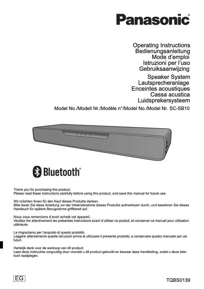 Página 1 del manual Manual de usuario Panasonic SC-SB10EG
