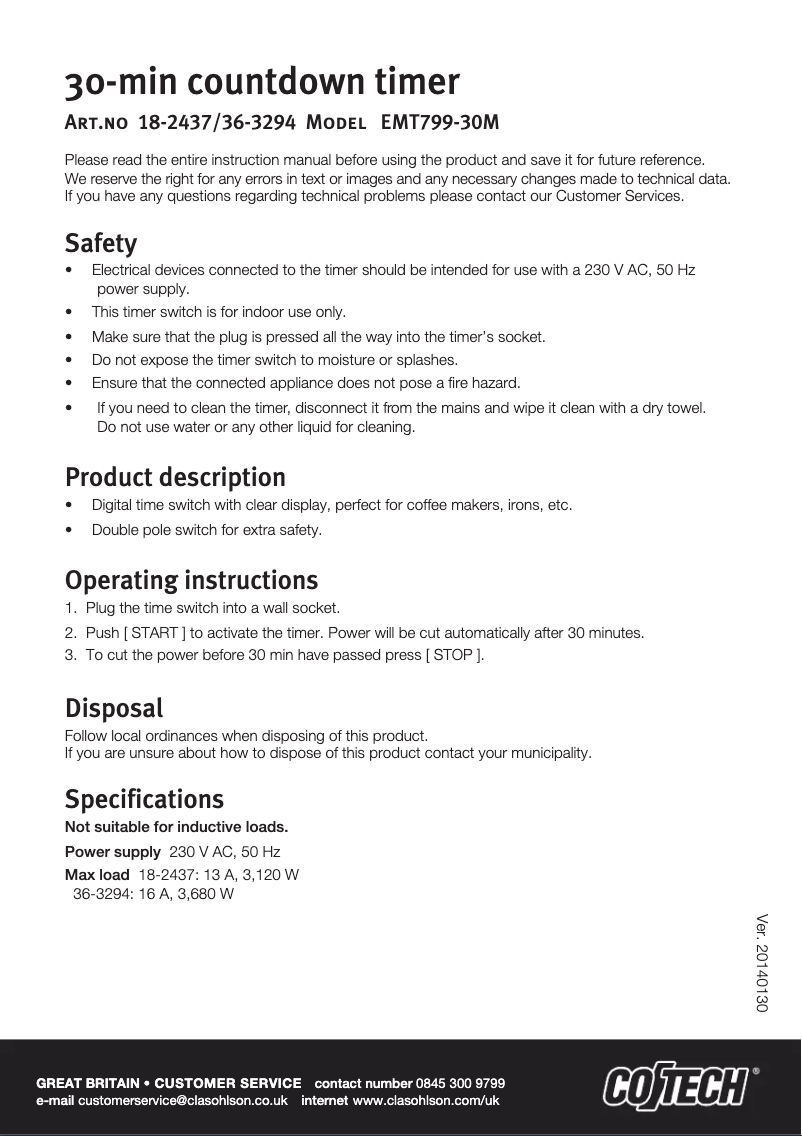 Página 1 del manual Manual de usuario Cotech EMT799