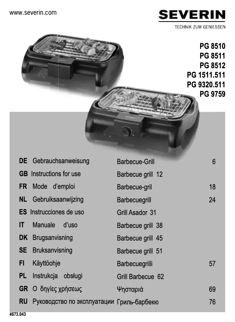 Página 1 del manual Manual de usuario Severin PG 8511