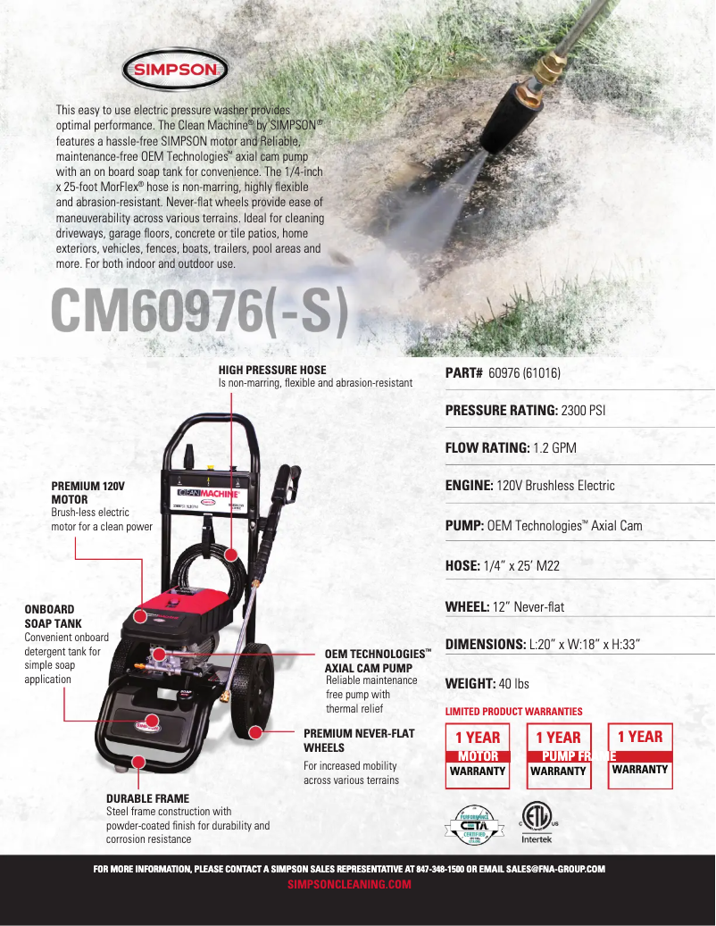 Página 1 del manual Ficha técnica Simpson CM60976-S