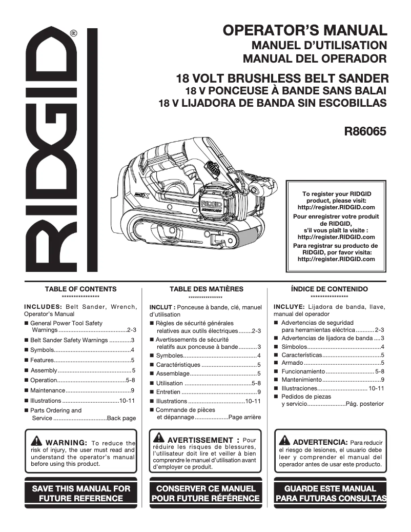 Página nº 1 - Manual de usuario Ridgid R86065