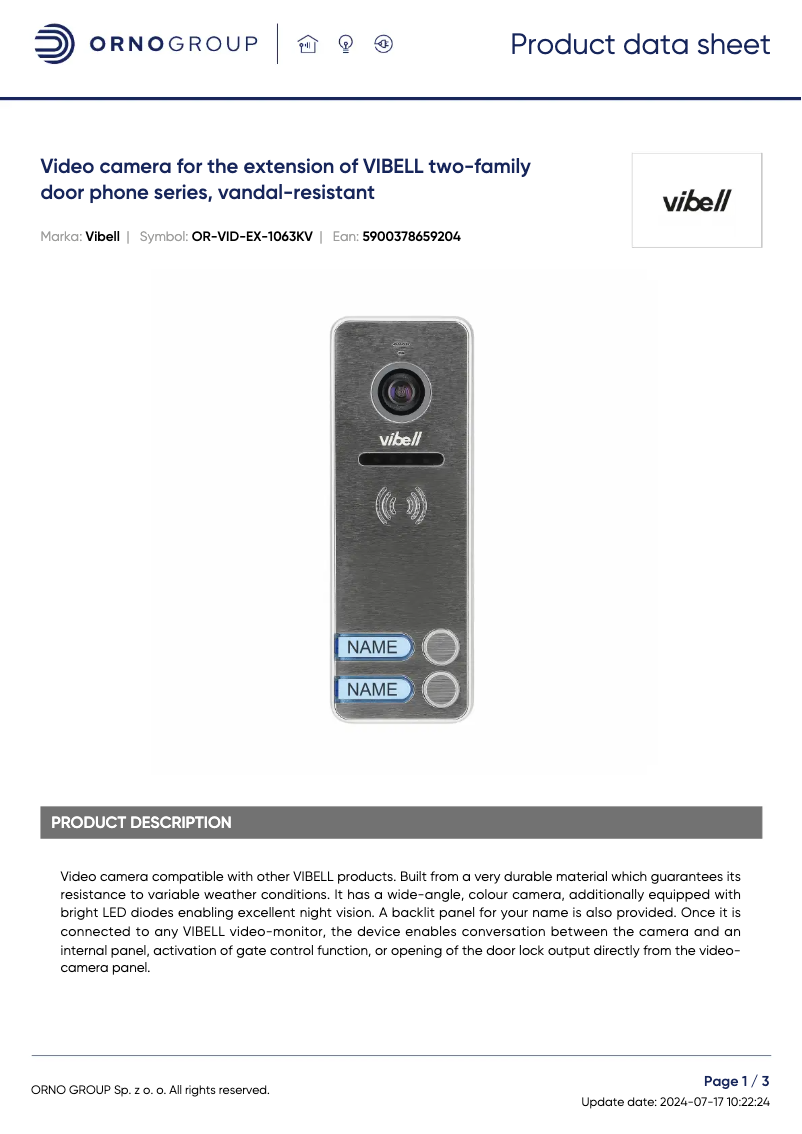 Imagen de la primera página del manual del dispositivo OR-VID-EX-1063KV