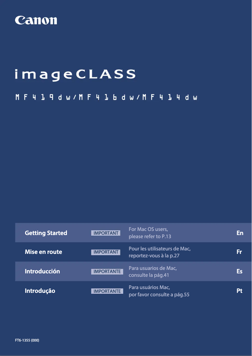 Imagen de la primera página del manual del dispositivo imageCLASS MF414dw