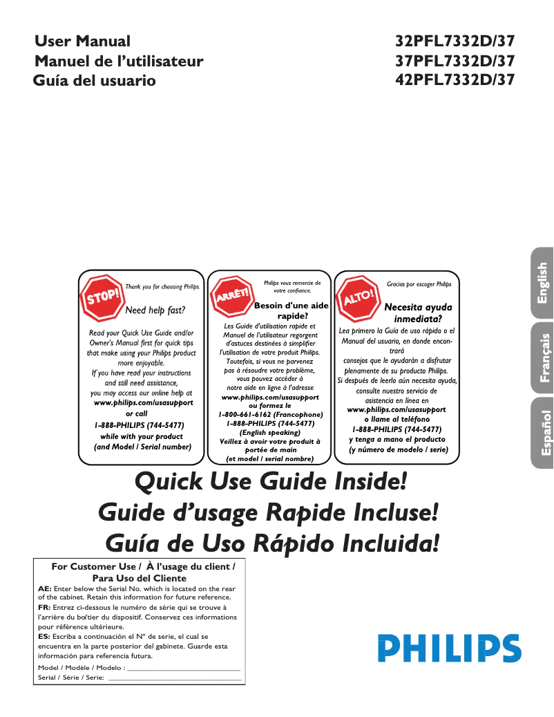 Imagen de la primera página del manual del dispositivo 42PFL7332D