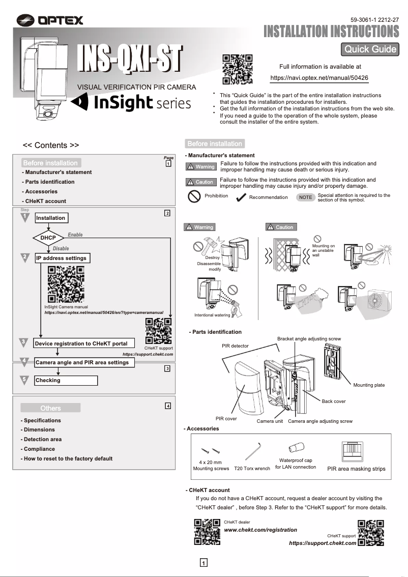 Imagen de la primera página del manual del dispositivo InSight INS-QXI-ST