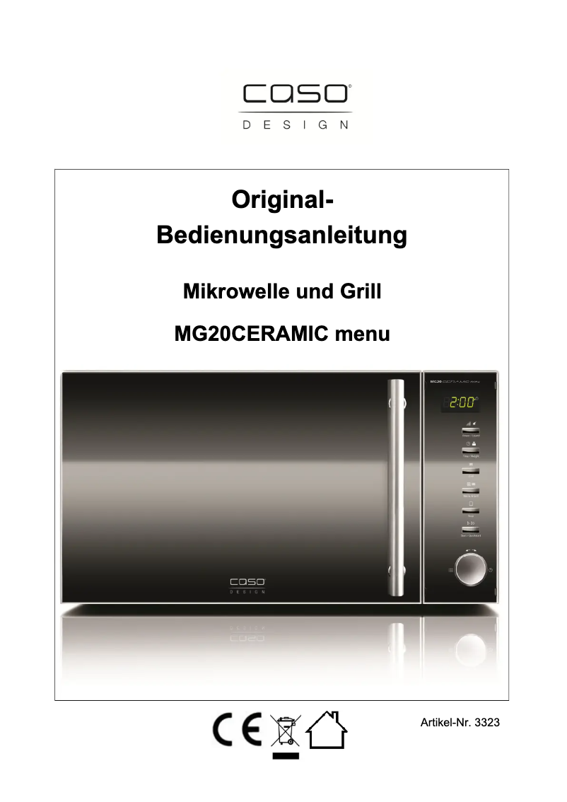 Imagen de la primera página del manual del dispositivo MG20 Ceramic menu