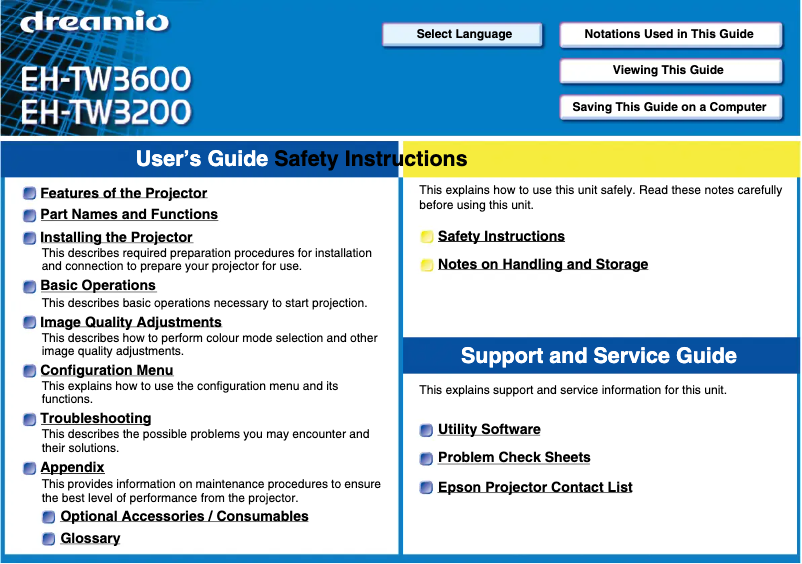 Página 1 del manual Manual de usuario Epson EH-TW3600