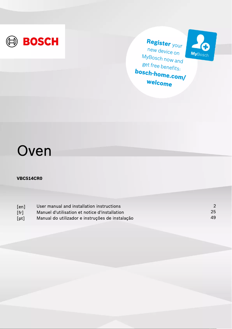 Página nº 1 - Guía de instalación Bosch VBC514CR0