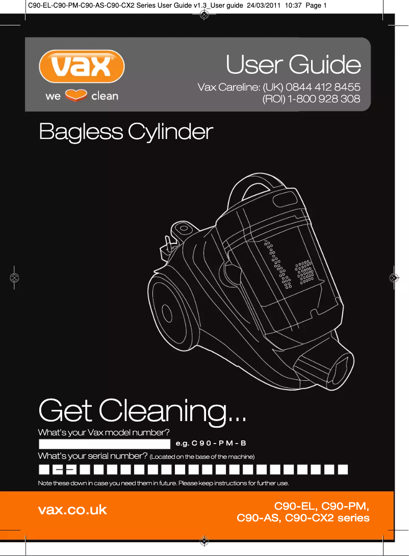 Página 1 del manual Manual de usuario Vax C90-EL