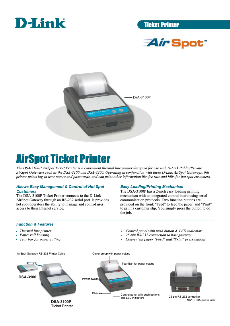 Página 1 del manual Ficha técnica D-Link DSA-3100P