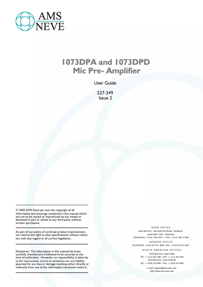 Imagen de la primera página del manual del dispositivo 1073DPD