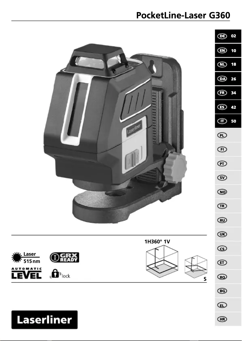 Imagen de la primera página del manual del dispositivo PocketLine-Laser G360