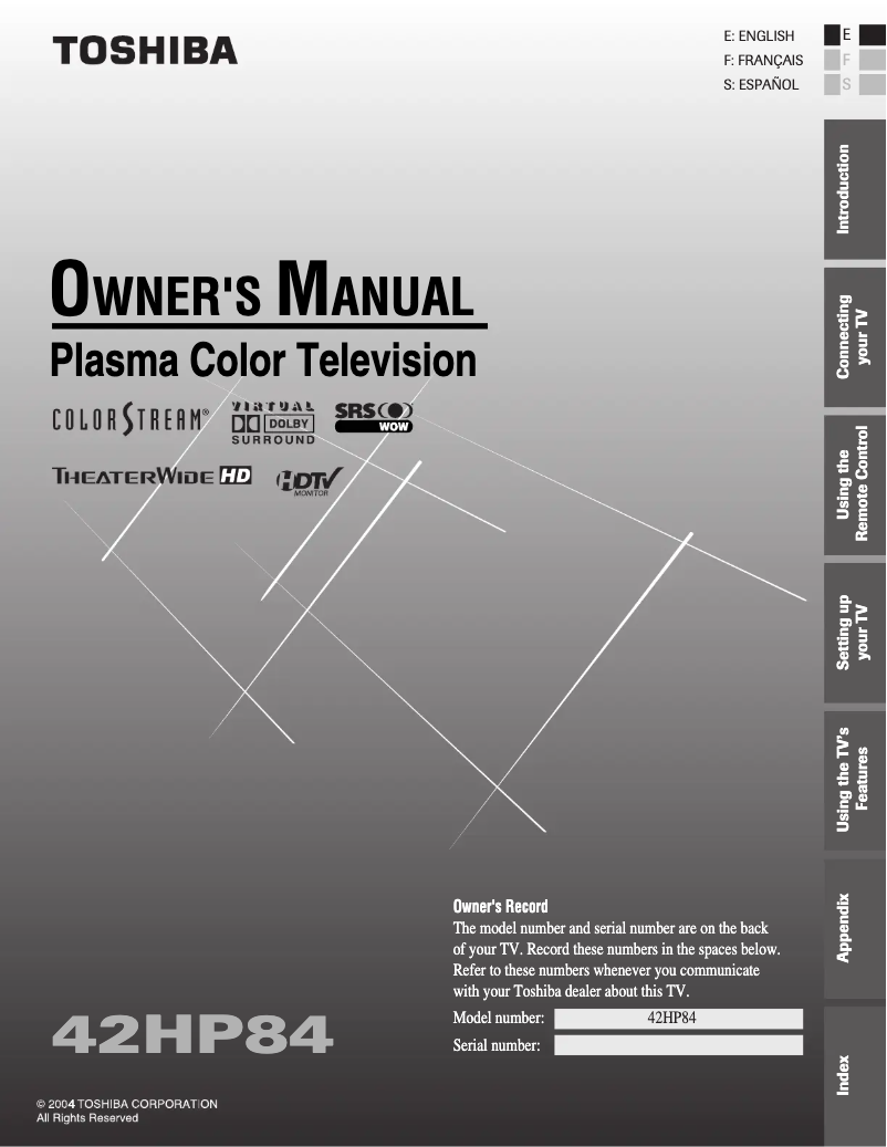 Imagen de la primera página del manual del dispositivo 42HP84
