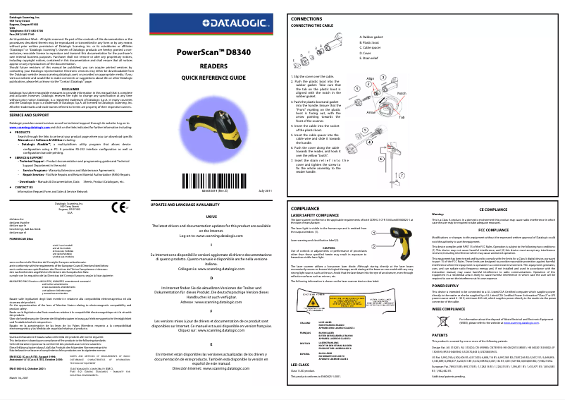 Imagen de la primera página del manual del dispositivo PowerScan D8340