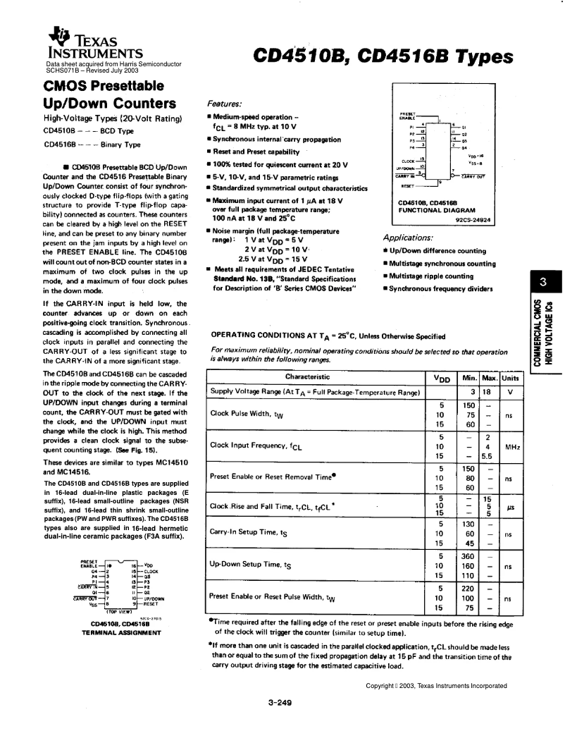 Página 1 del manual Manual de usuario Texas Instruments CD4510BE