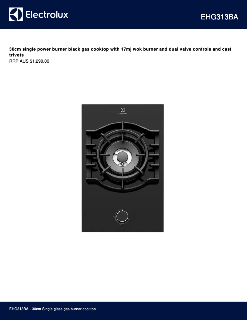 Página 1 del manual Ficha técnica Electrolux EHG313BA