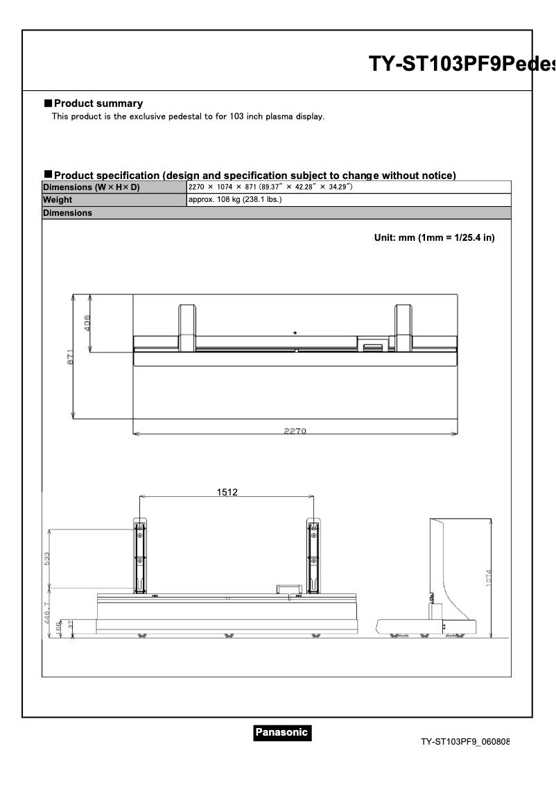 Página nº 1 - Manual de usuario Panasonic TY-WK103PF9