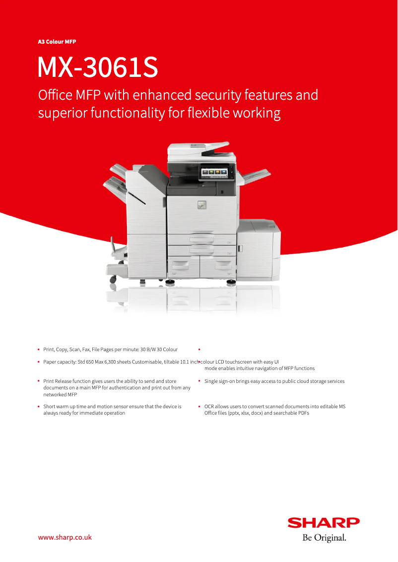 Imagen de la primera página del manual del dispositivo MX-3061S