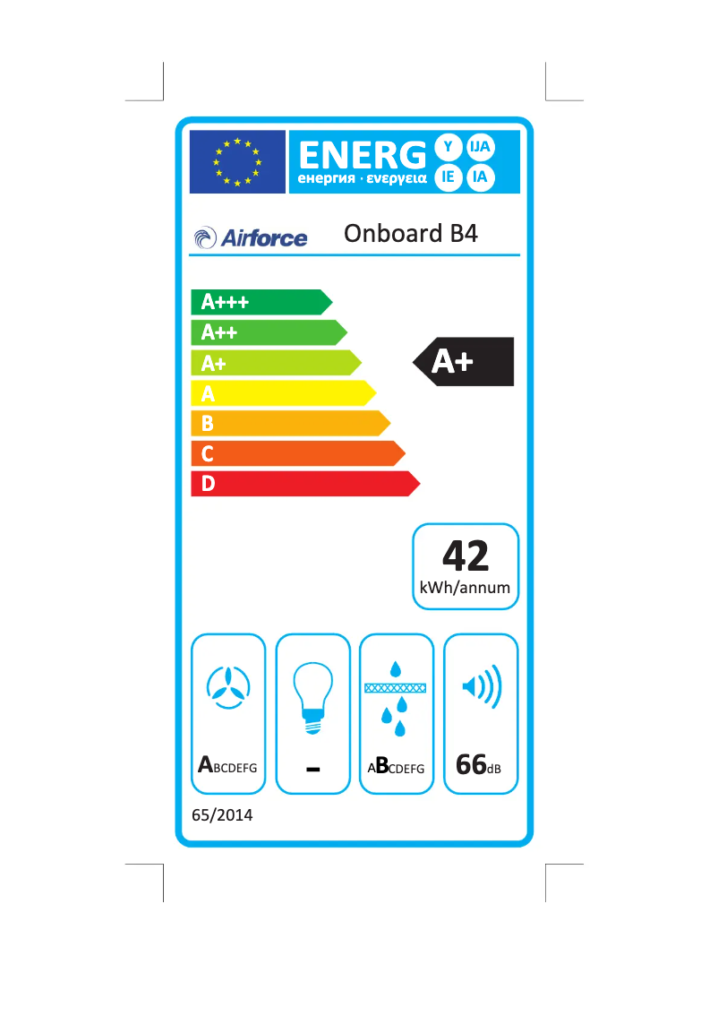 Página 1 del manual Etiqueta energética Airforce Centrale on board B4O 83