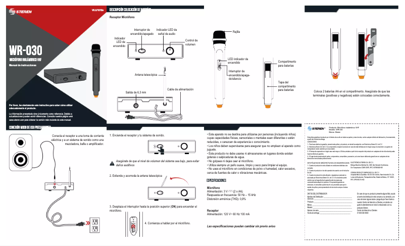 Imagen de la primera página del manual del dispositivo WR-030