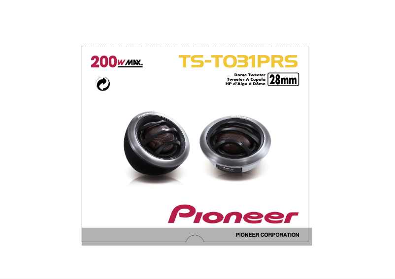 Página 1 del manual Manual de usuario Pioneer TS-T031PRS