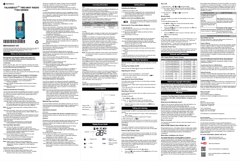 Imagen de la primera página del manual del dispositivo Talkabout T100