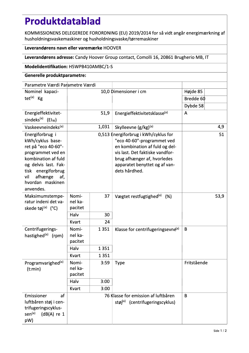 Imagen de la primera página del manual del dispositivo H5WPB410AMBC/1-S
