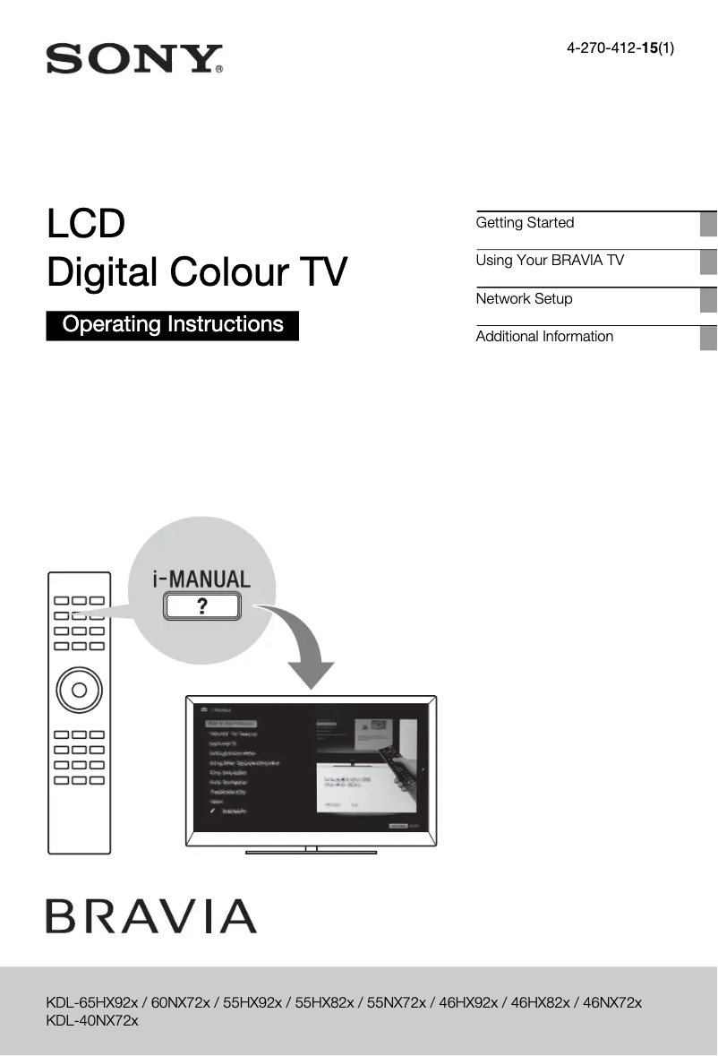 Imagen de la primera página del manual del dispositivo Bravia KDL-55HX920