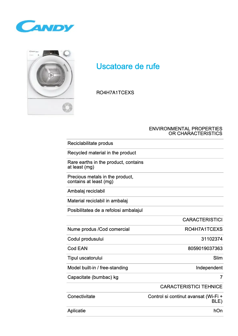 Imagen de la primera página del manual del dispositivo RO4H7A1TCEX-S