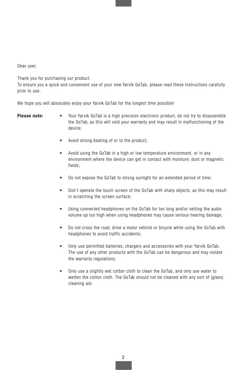 Imagen de la primera página del manual del dispositivo TAB360