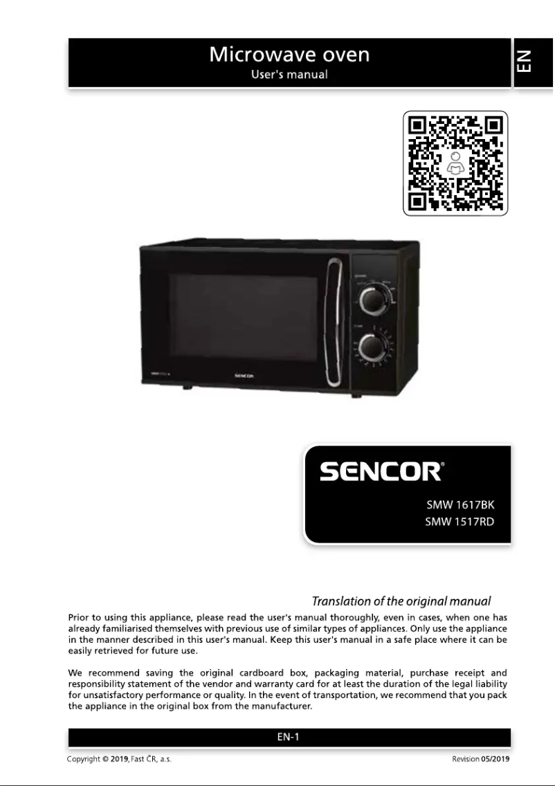 Página 1 del manual Manual de usuario Sencor SMW 1617BK