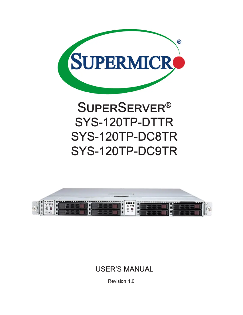 Imagen de la primera página del manual del dispositivo SuperServer SYS-120TP-DC8TR