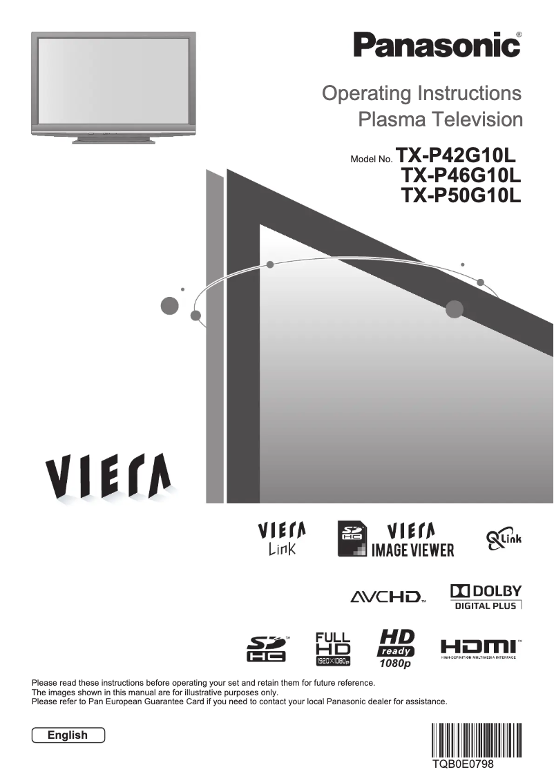 Imagen de la primera página del manual del dispositivo Viera TX-P46G10L