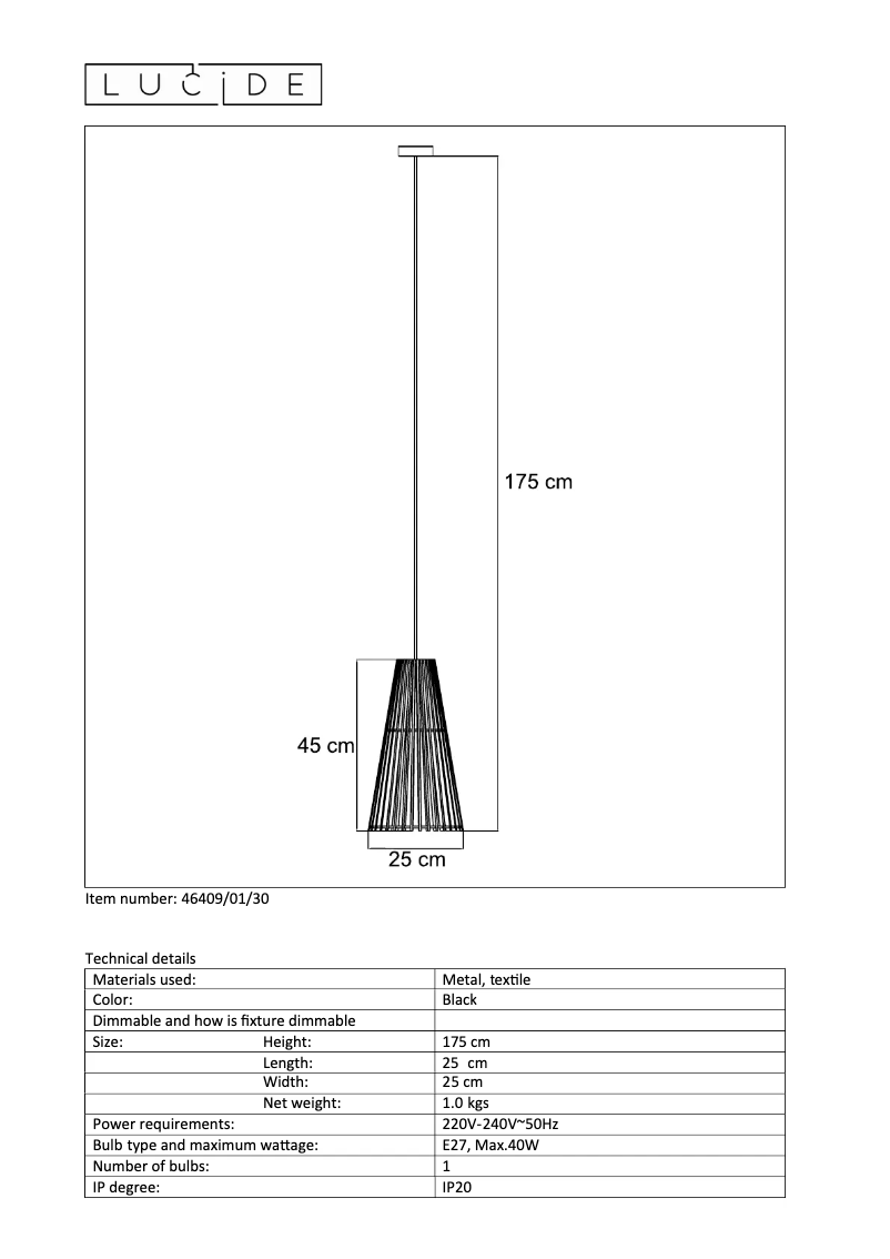 Página nº 1 - Manual de usuario Lucide Noralie 46409/01/30