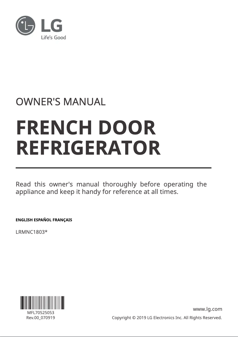 Imagen de la primera página del manual del dispositivo LRMNC1803S