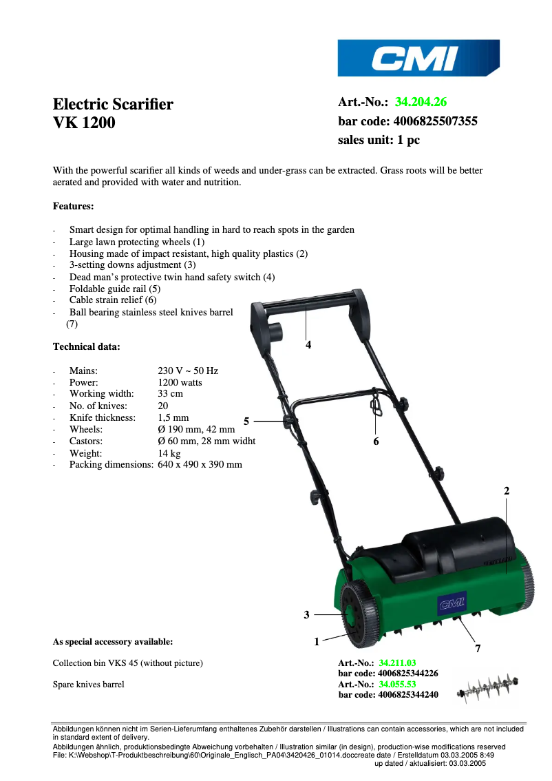 Imagen de la primera página del manual del dispositivo VK 1200