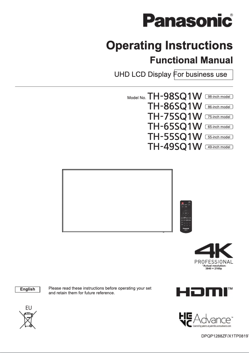 Página 1 del manual Manual de usuario Panasonic TH-86SQ1W