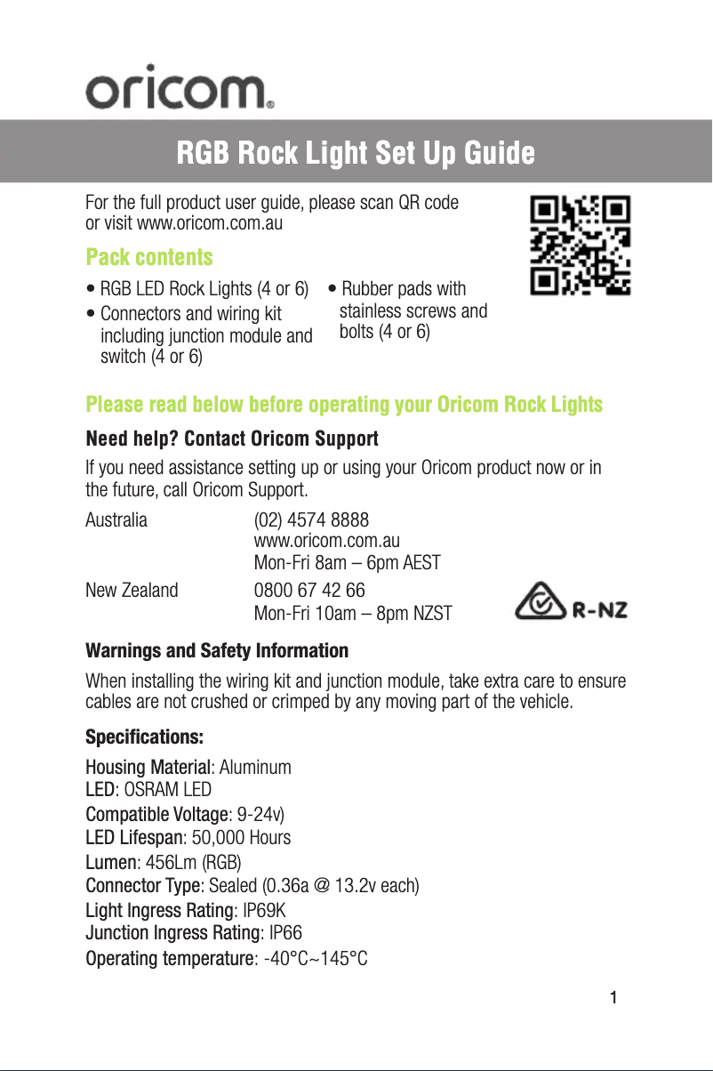 Página 1 del manual Manual de usuario Oricom RGB