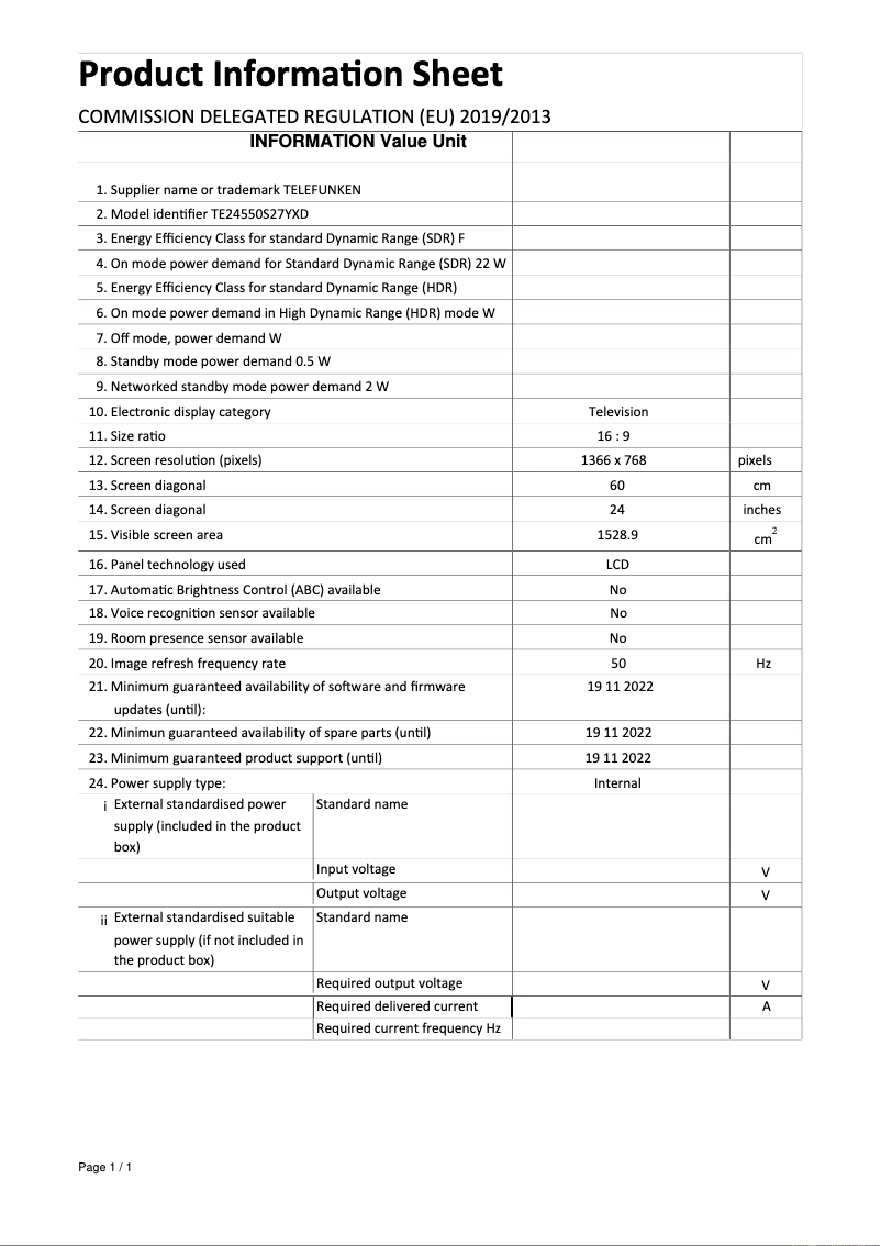 Imagen de la primera página del manual del dispositivo TE24550S27YXD