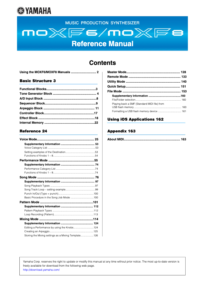 Imagen de la primera página del manual del dispositivo MOXF6
