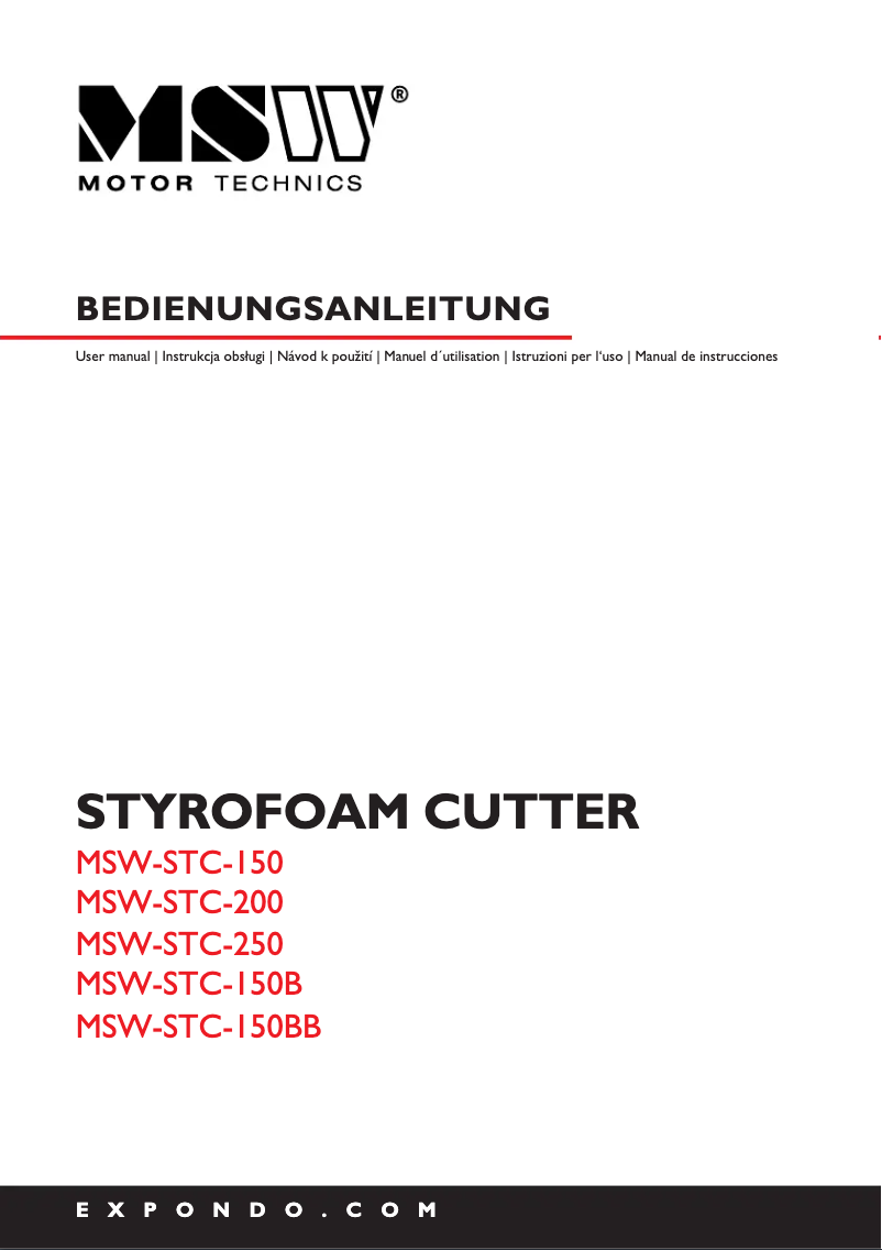Imagen de la primera página del manual del dispositivo MSW-STC-250