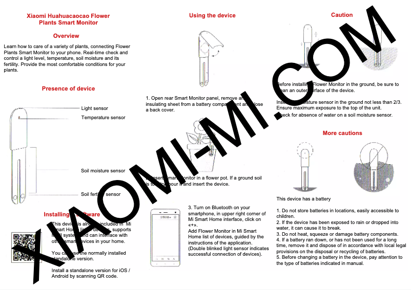 Página 1 del manual Manual de usuario Xiaomi Huahuacacao Flower Care Smart Monitor