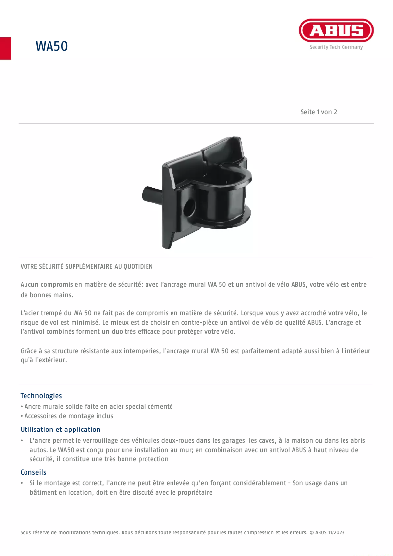 Imagen de la primera página del manual del dispositivo WA50